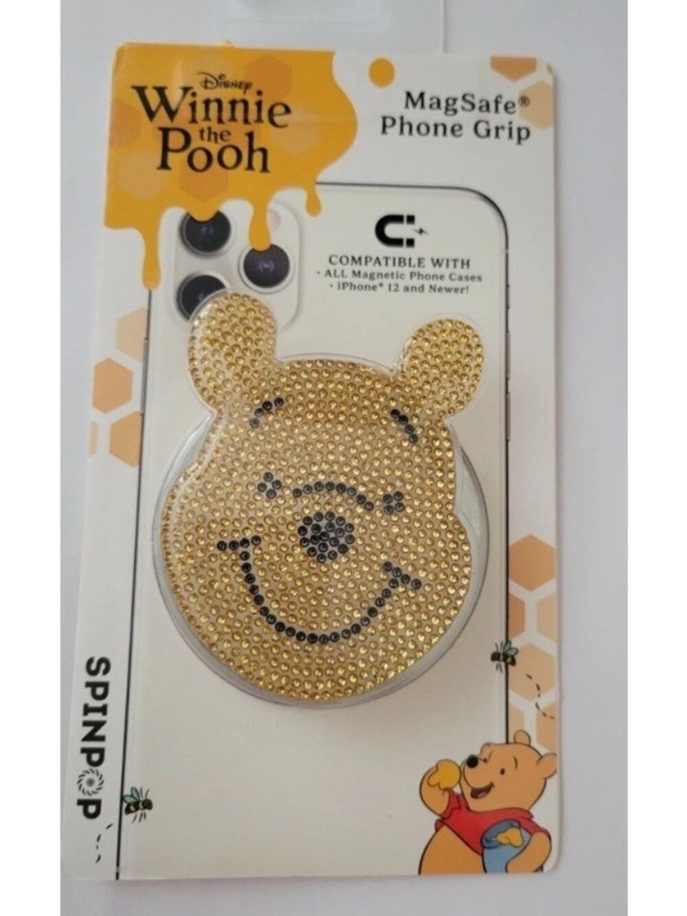 SpinPop Winnie the Pooh MagSafe Phone Grip Magnetic Holder Gold for iPhone 12+